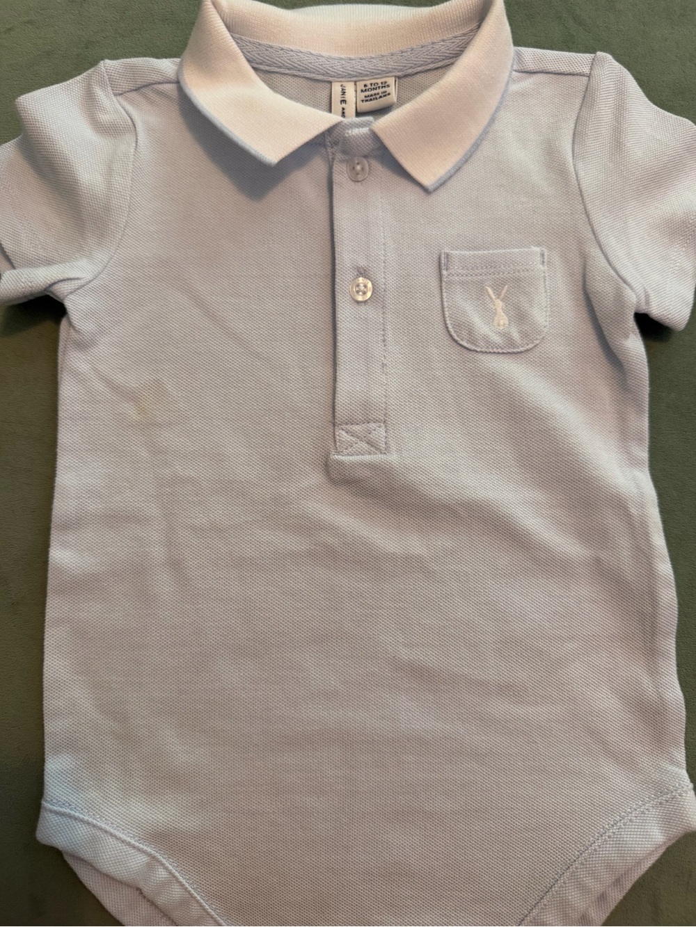 Janie and Jack Baby Boy Collared Onesie body suit Light Blue and White